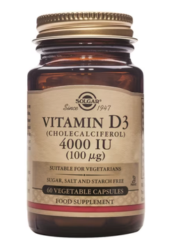 Cápsulas vegetales Vitamina D3 4000 UI – Solgar