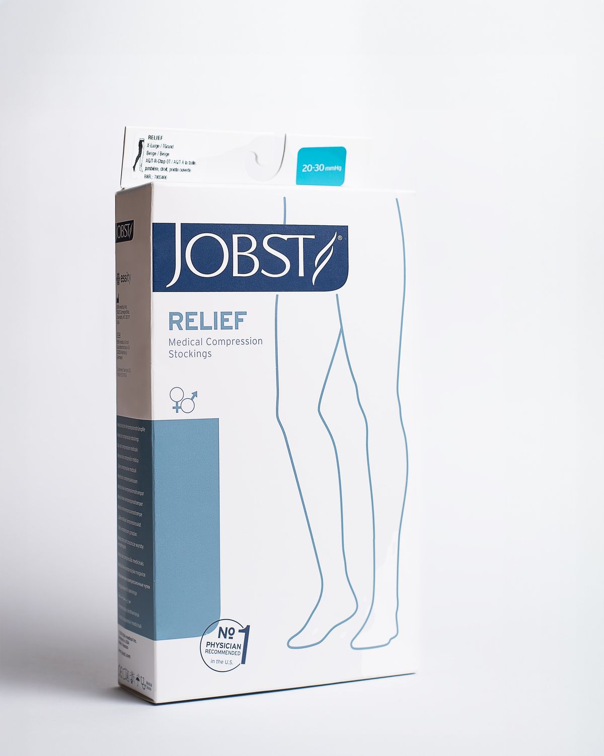 Jobst Relief Media Larga con cinturón (1 pierna) Puntera abierta CCL2 (Moderada) / L / Pierna derecha